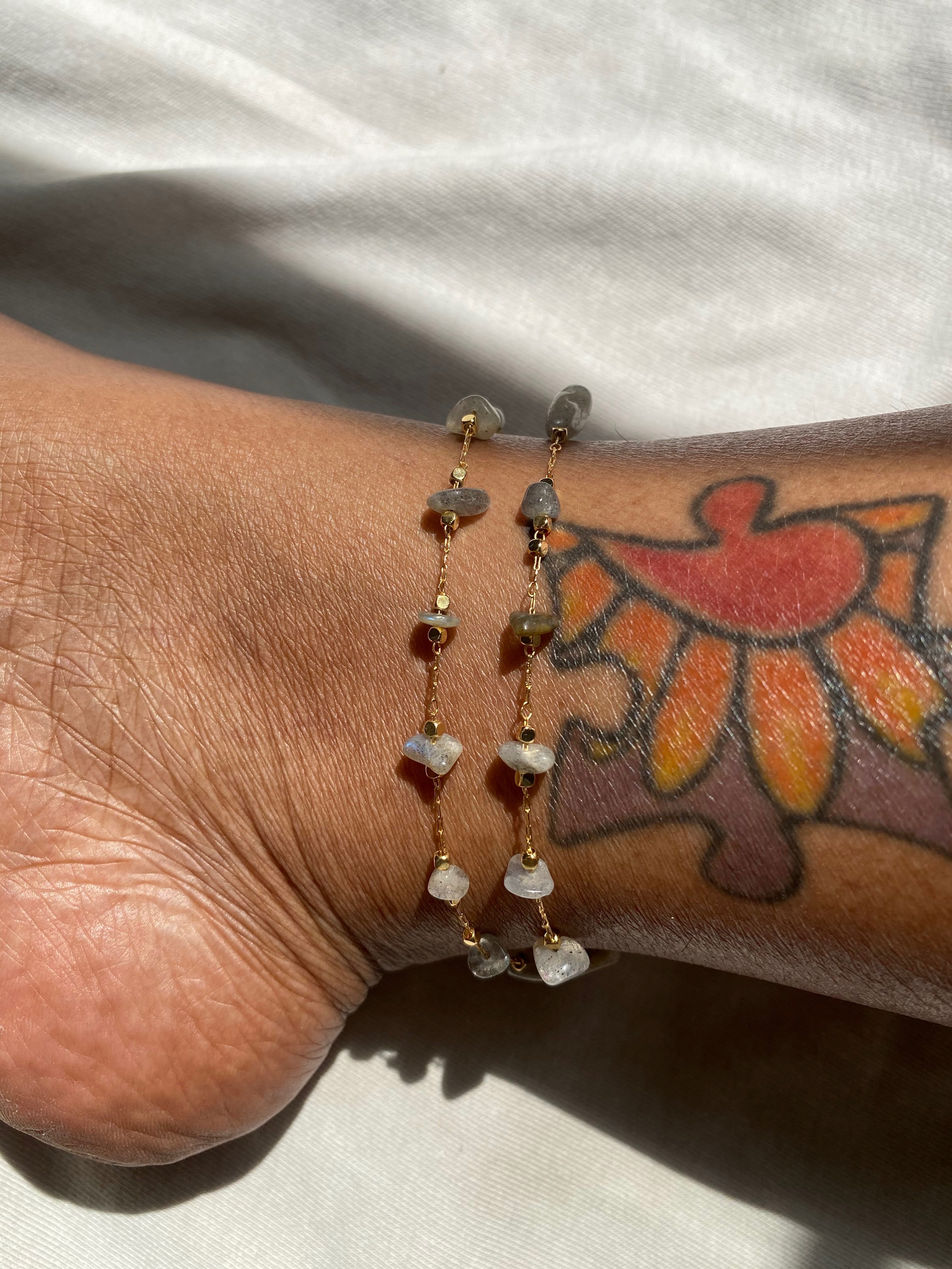 Agate & Gold anklet