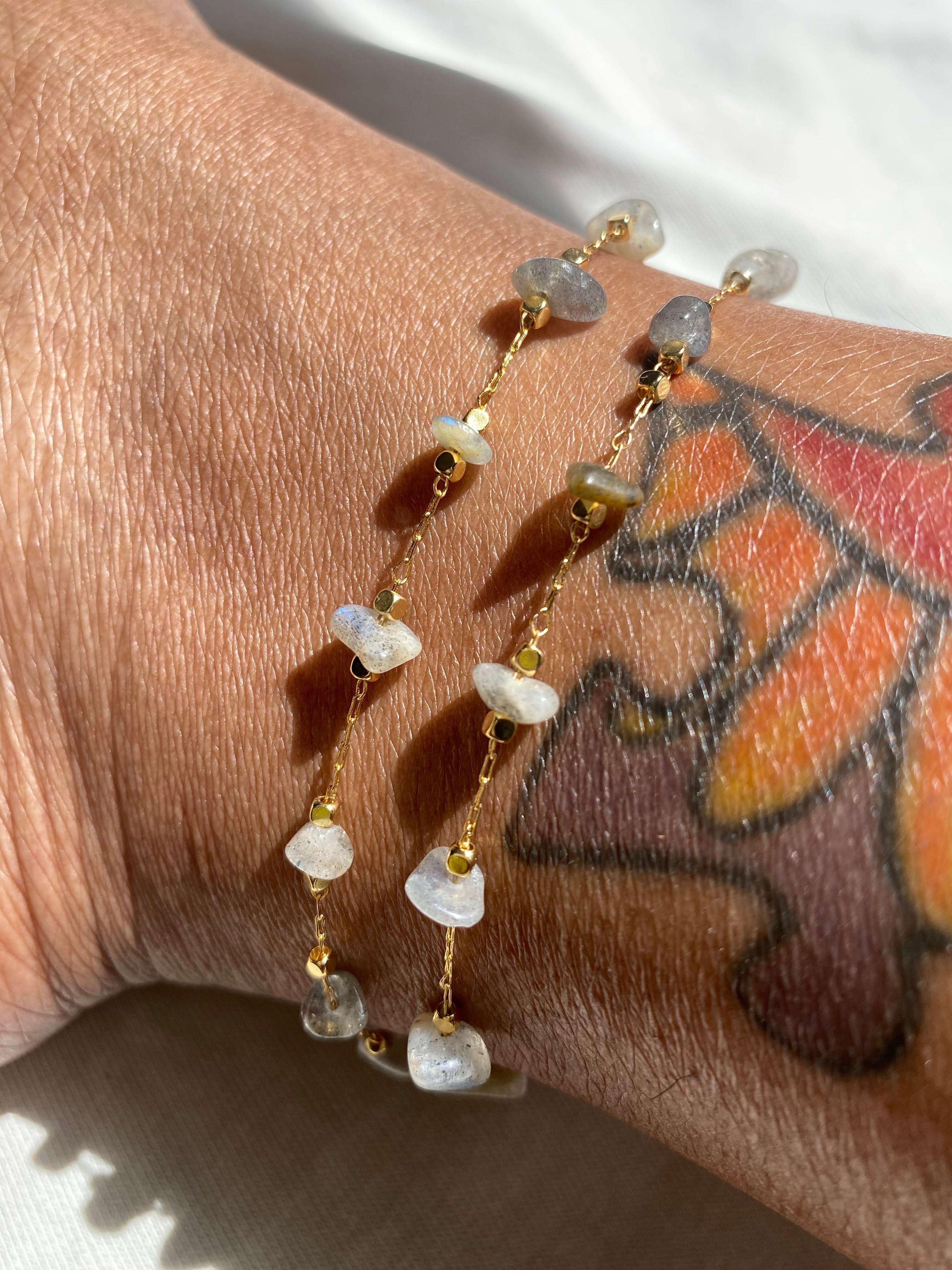 Agate & Gold anklet