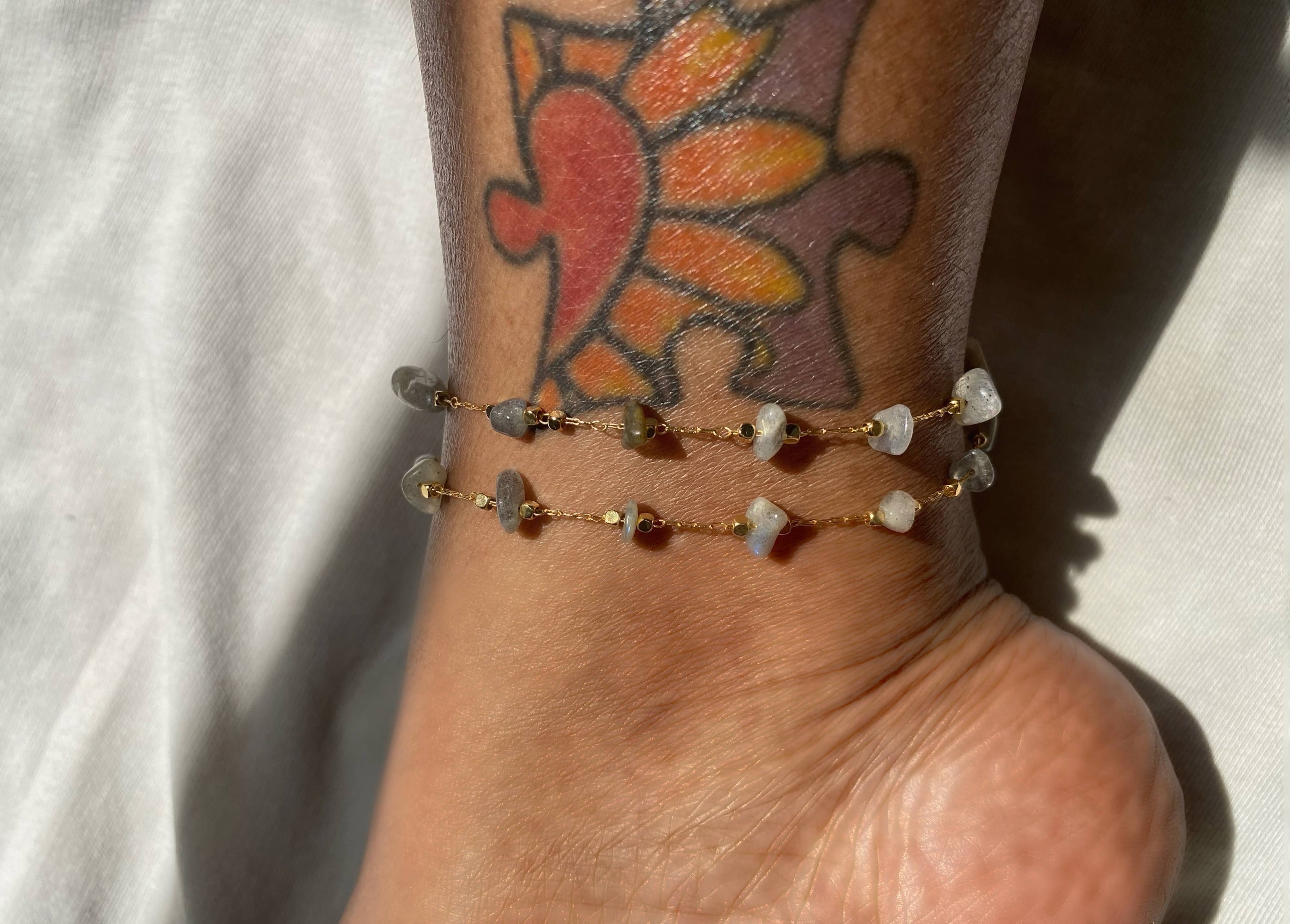 Agate & Gold anklet